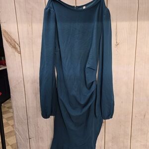Elegant Teal Long Sleeve Dress